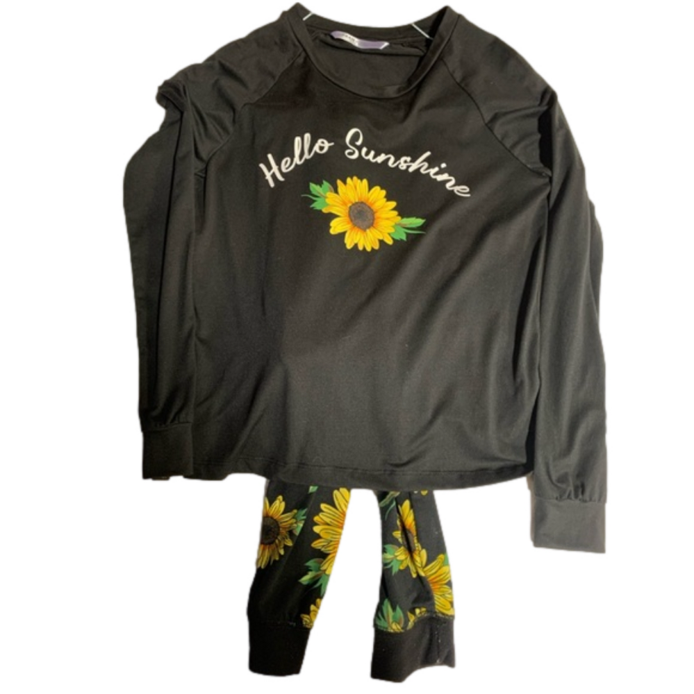 Girls sunflower shirt and leggings set